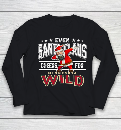 Minnesota Wild Even Santa Claus Cheers For Christmas NHL Youth Long Sleeve