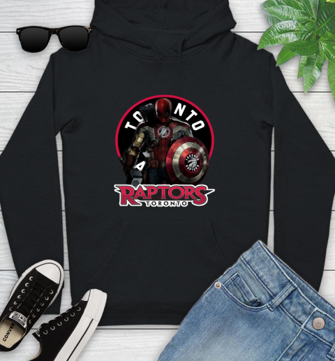 Toronto Raptors NBA Basketball Captain America Thor Spider Man Hawkeye Avengers Youth Hoodie 2