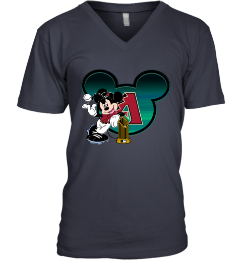 MLB Arizona Diamondbacks The Commissioner's Trophy Mickey Mouse Disney Baseball T Shirt BS40XP24s66 v neck unisex 8 95 151514 front navy