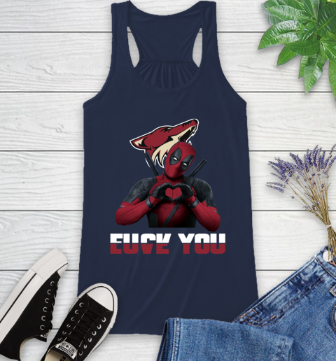 NHL Arizona Coyotes Deadpool Love You Fuck You Hockey Sports Racerback Tank 9