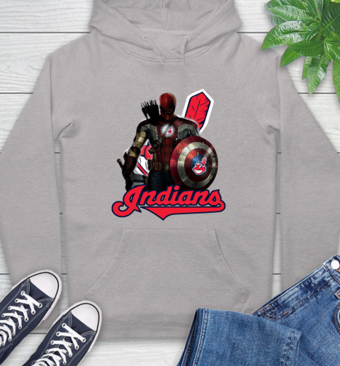MLB Captain America Thor Spider Man Hawkeye Avengers Endgame Baseball Cleveland Indians Hoodie 12