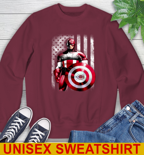 Cincinnati Reds MLB Baseball Captain America Marvel Avengers American Flag Shirt Sweatshirt 6