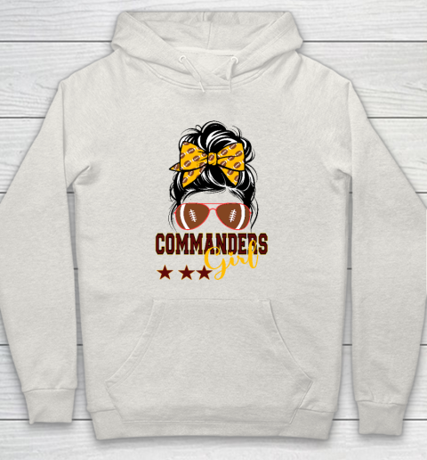 Retro Commanders Girl Messy Bun Sports Fan Team Matching Hoodie 8