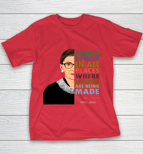 RBG Women Belong In All Places Ruth Bader Ginsburg Youth T-Shirt 6