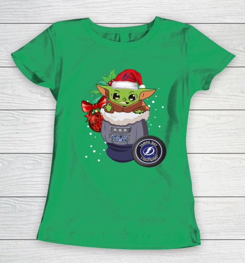 Tampa Bay Lightning Christmas Baby Yoda Star Wars Funny Happy NHL Women's T-Shirt