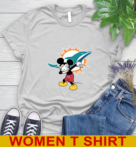 Miami Dolphins NFL Football Dabbing Mickey Disney Sports Women's T-Shirt