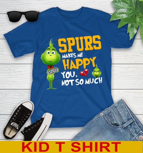 NBA San Antonio Spurs Makes Me Happy You Not So Much Grinch Basketball Sports Youth T-Shirt 10