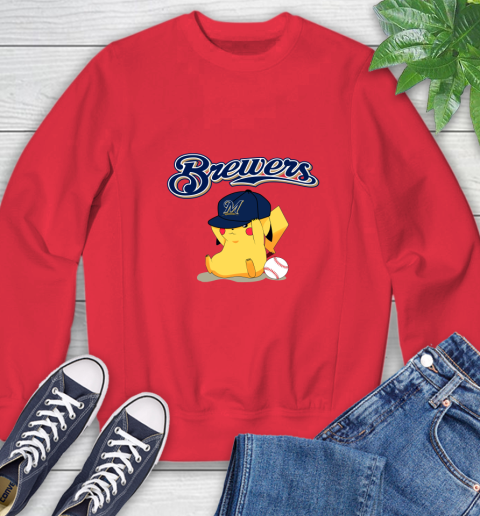 MLB Pikachu Baseball Sports Milwaukee Brewers Sweatshirt 10