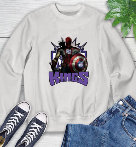 Sacramento Kings NBA Basketball Captain America Thor Spider Man Hawkeye Avengers Sweatshirt