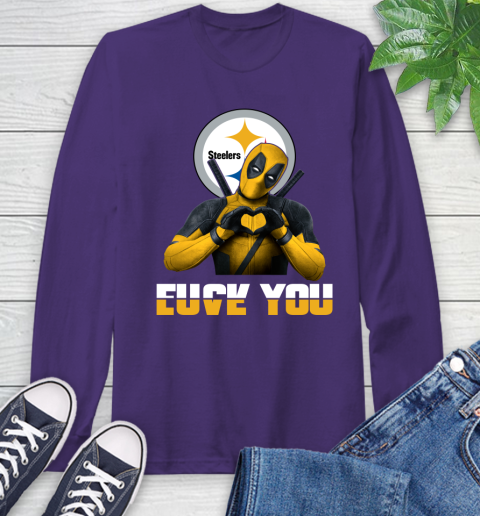 NHL Pittsburgh Steelers Deadpool Love You Fuck You Football Sports Long Sleeve T-Shirt 5