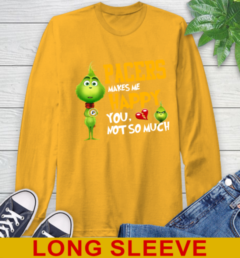 NBA Indiana Pacers Makes Me Happy You Not So Much Grinch Basketball Sports Long Sleeve T-Shirt 2