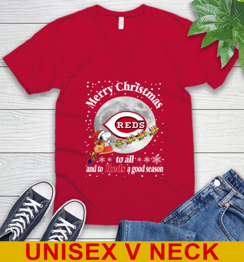 Cincinnati Reds Merry Christmas To All And To Reds A Good Season MLB Baseball Sports V-Neck T-Shirt 6