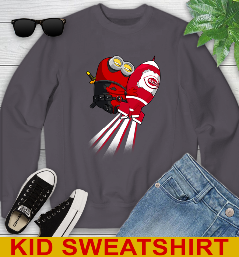 MLB Baseball Cincinnatim Reds Deadpool Minion Marvel Shirt Youth Sweatshirt 5