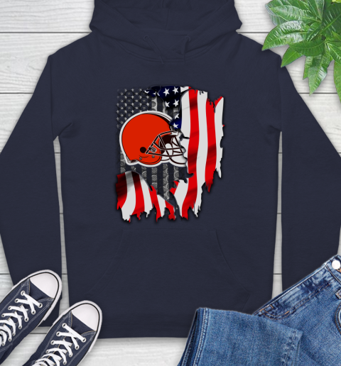 Cleveland Browns NFL Football American Flag Hoodie 3