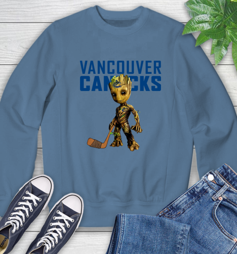 Vancouver Canucks NHL Hockey Groot Marvel Guardians Of The Galaxy Sweatshirt 7