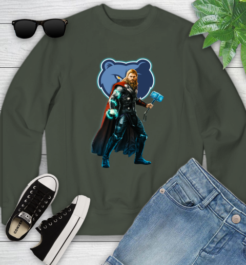 NBA Thor Avengers Endgame Basketball Memphis Grizzlies Youth Sweatshirt 10