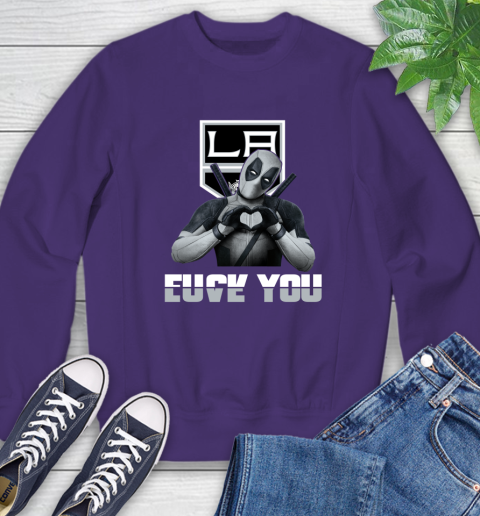 NHL Los Angeles Kings Deadpool Love You Fuck You Hockey Sports Sweatshirt 4