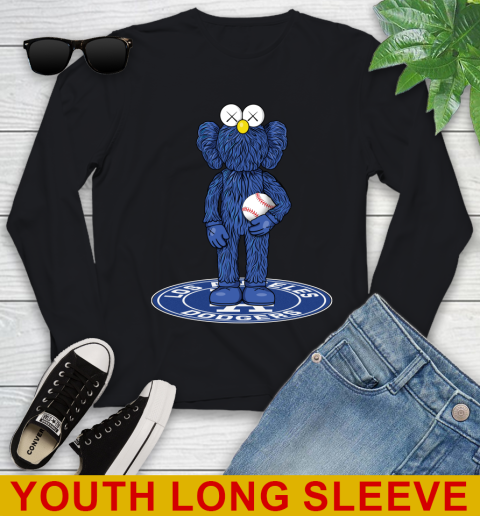 MLB Baseball Los Angeles Dodgers Kaws Bff Blue Figure Shirt Youth Long Sleeve 2