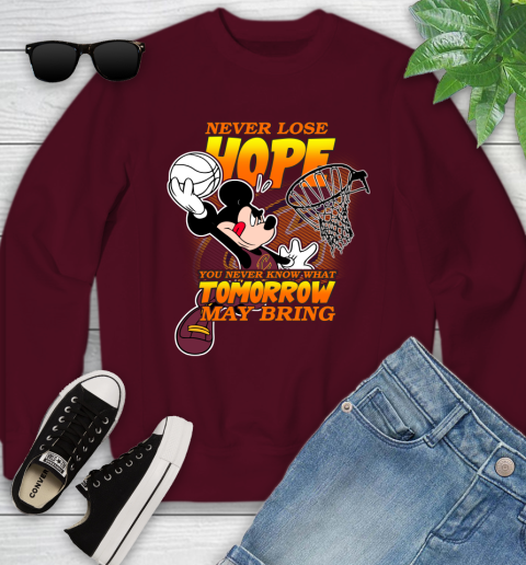 Cleveland Cavaliers NBA Basketball Mickey Disney Never Lose Hope Youth Sweatshirt 4