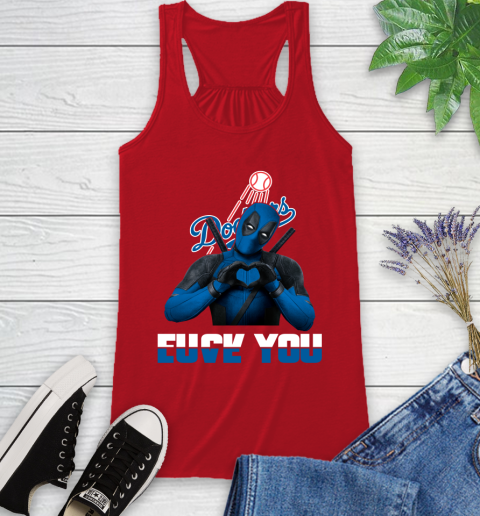 MLB Los Angeles Dodgers Deadpool Love You Fuck You Baseball Sports Racerback Tank 5