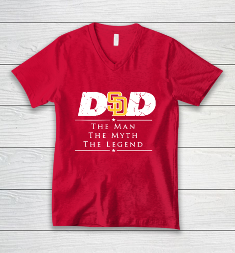 San Diego Padres MLB Baseball Dad The Man The Myth The Legend V-Neck T-Shirt 6