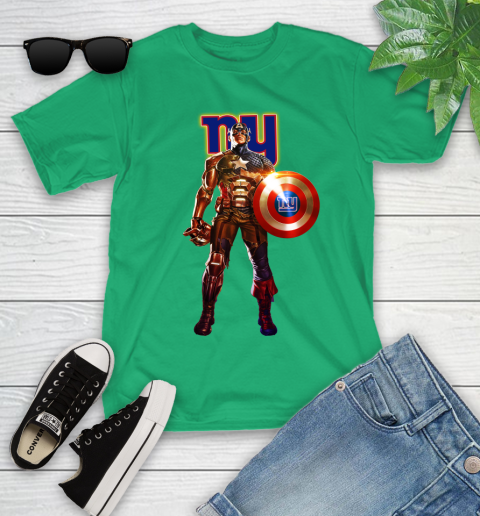 NFL Captain America Marvel Avengers Endgame Football Sports New York Giants Youth T-Shirt 6