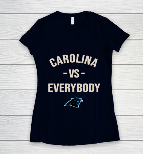 Carolina Panthers Vs Everybody Women's V-Neck T-Shirt 2