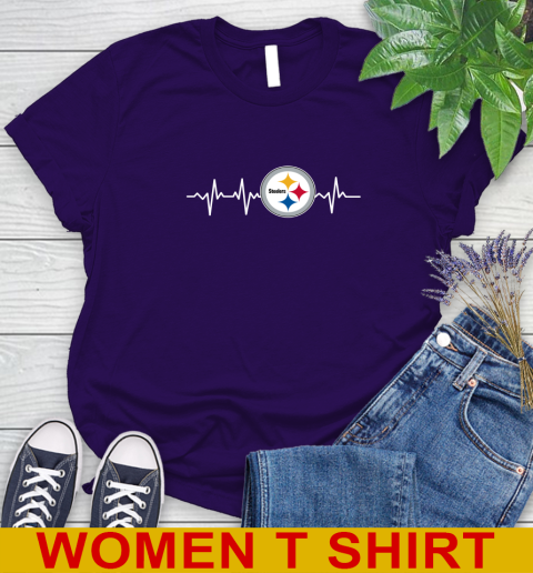Pittsburgh Steelers NFL Football Heart Beat Shirt Women's T-Shirt 4