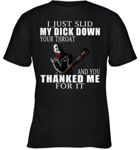bwaw i just slid my dick down your throat the walking dead shirts youth t shirt 26 front black