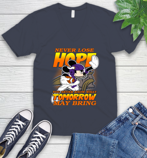 Minnesota Vikings NFL Football Mickey Disney Never Lose Hope V-Neck T-Shirt 8