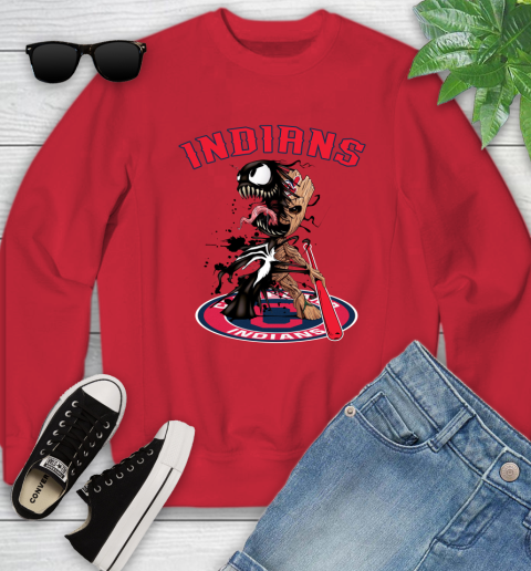 MLB Cleveland Indians Baseball Venom Groot Guardians Of The Galaxy Youth Sweatshirt 9