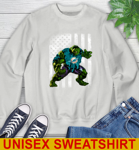 Miami Dolphins Hulk Marvel Avengers NFL Football American Flag Sweatshirt 5