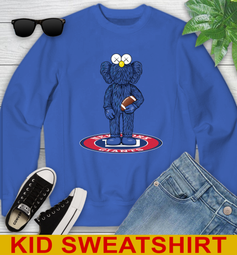 NFL Football New York Giants Kaws Bff Blue Figure Shirt Youth Sweatshirt 7
