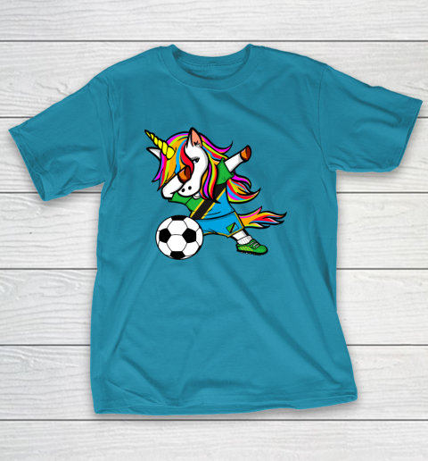 Dabbing Unicorn Tanzania Football Tanzanian Flag Soccer T-Shirt 20