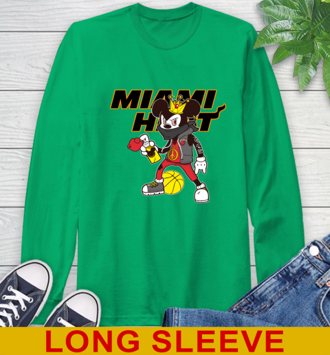 Miami Heat NBA Basketball Mickey Peace Sign Sports Long Sleeve T-Shirt 7