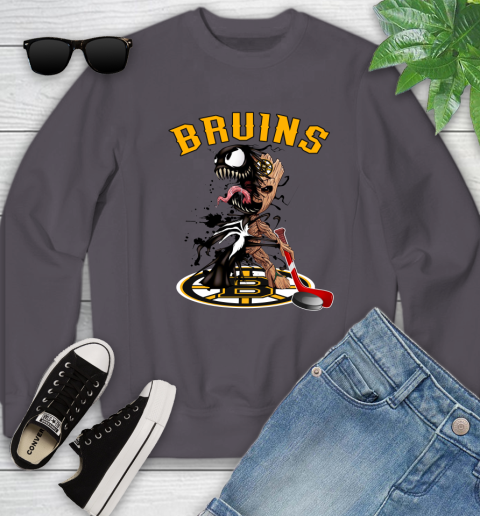 NHL Boston Bruins Hockey Venom Groot Guardians Of The Galaxy Youth Sweatshirt 6