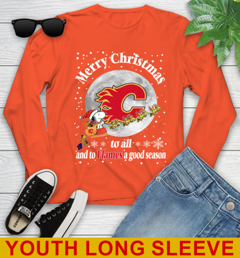 Calgary Flames Merry Christmas To All And To Flames A Good Season NHL Hockey Sports Youth Long Sleeve 3