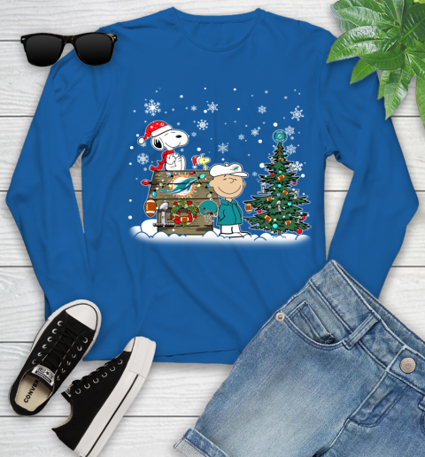 NFL Miami Dolphins Snoopy Charlie Brown Christmas Football Super Bowl Sports Youth Long Sleeve 10