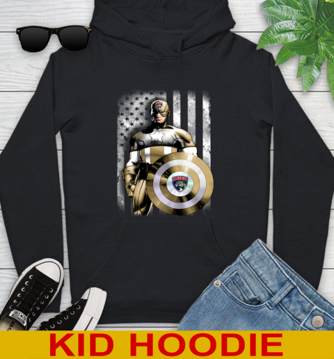 Florida Panthers NHL Hockey Captain America Marvel Avengers American Flag Shirt Youth Hoodie