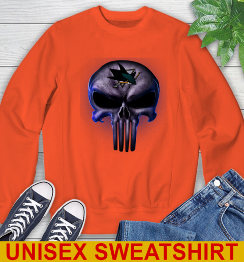 San Jose Sharks NHL Hockey Punisher Skull Sports Sweatshirt 3