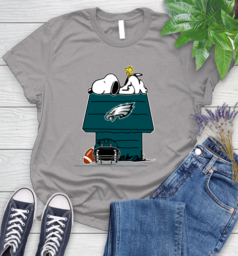 Philadelphia Eagles NFL Football Snoopy Woodstock The Peanuts Movie Women's T-Shirt 5