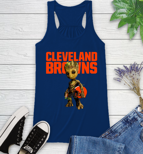 Cleveland Browns NFL Football Groot Marvel Guardians Of The Galaxy Racerback Tank 9