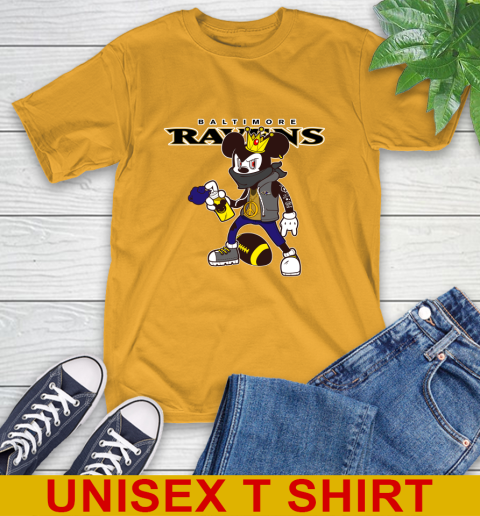 Baltimore Ravens NFL Football Mickey Peace Sign Sports T-Shirt 3