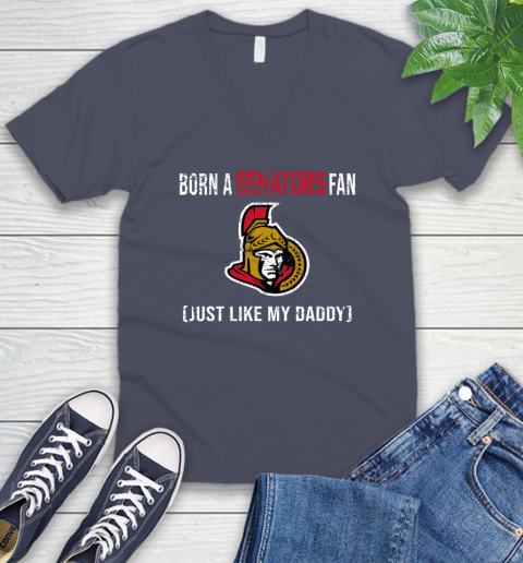 NHL Ottawa Senators Hockey Loyal Fan Just Like My Daddy Shirt V-Neck T-Shirt 7