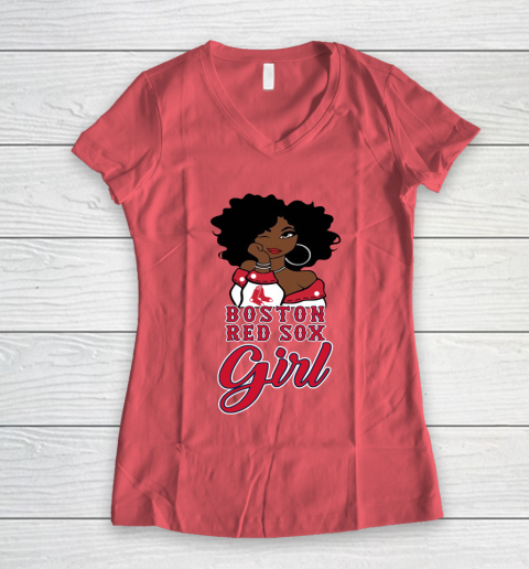 Boston Red Sox Girl MLB Women's V-Neck T-Shirt 6