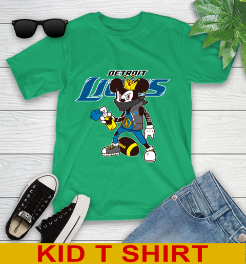 Detroit Lions NFL Football Mickey Peace Sign Sports Youth T-Shirt 6