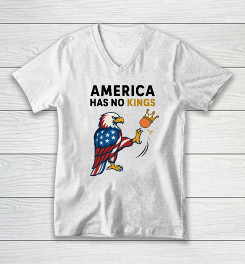 America Has No Kings Eagle Kick Orange Anti Trump V-Neck T-Shirt