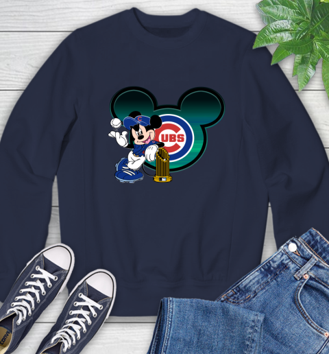 MLB Chicago Cubs The Commissioner's Trophy Mickey Mouse Disney Sweatshirt 3