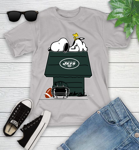New York Jets NFL Football Snoopy Woodstock The Peanuts Movie Youth T-Shirt 12