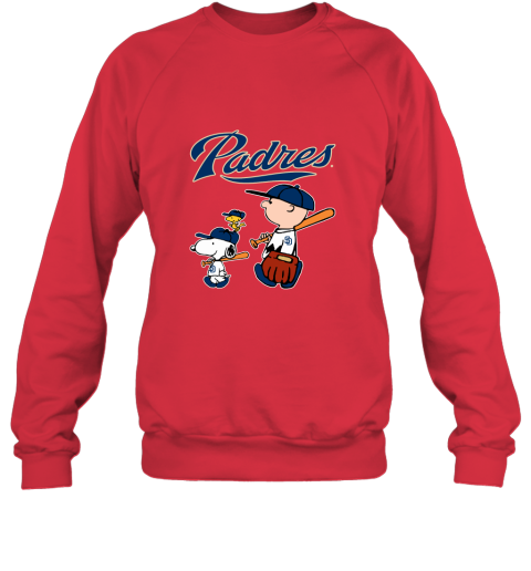 25uo san diego padres lets play baseball together snoopy mlb shirt sweatshirt 35 front red